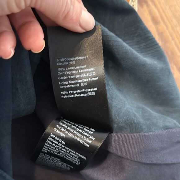 Muubaa lamb leather navy draped zipper jacket 6 - Picture 7 of 16